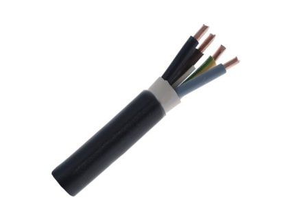 Pevný medený prívodný kábel CYKY-J 4x10 RE mm2 v čiernom UV stabilnom PVC plášti.